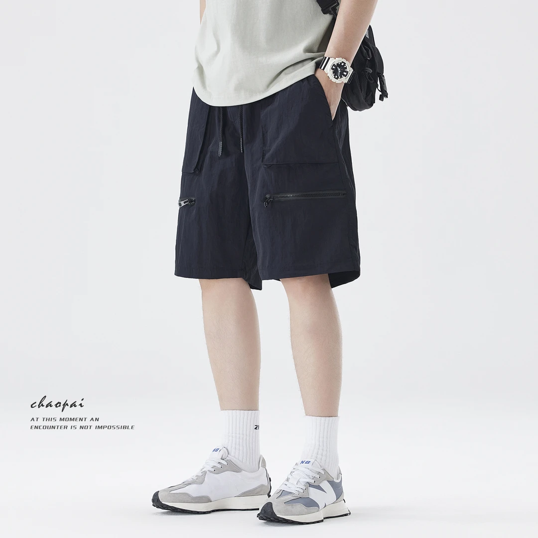 夏季冰丝薄款工装短裤男美式潮牌宽松大码速干户外休闲五分中裤子