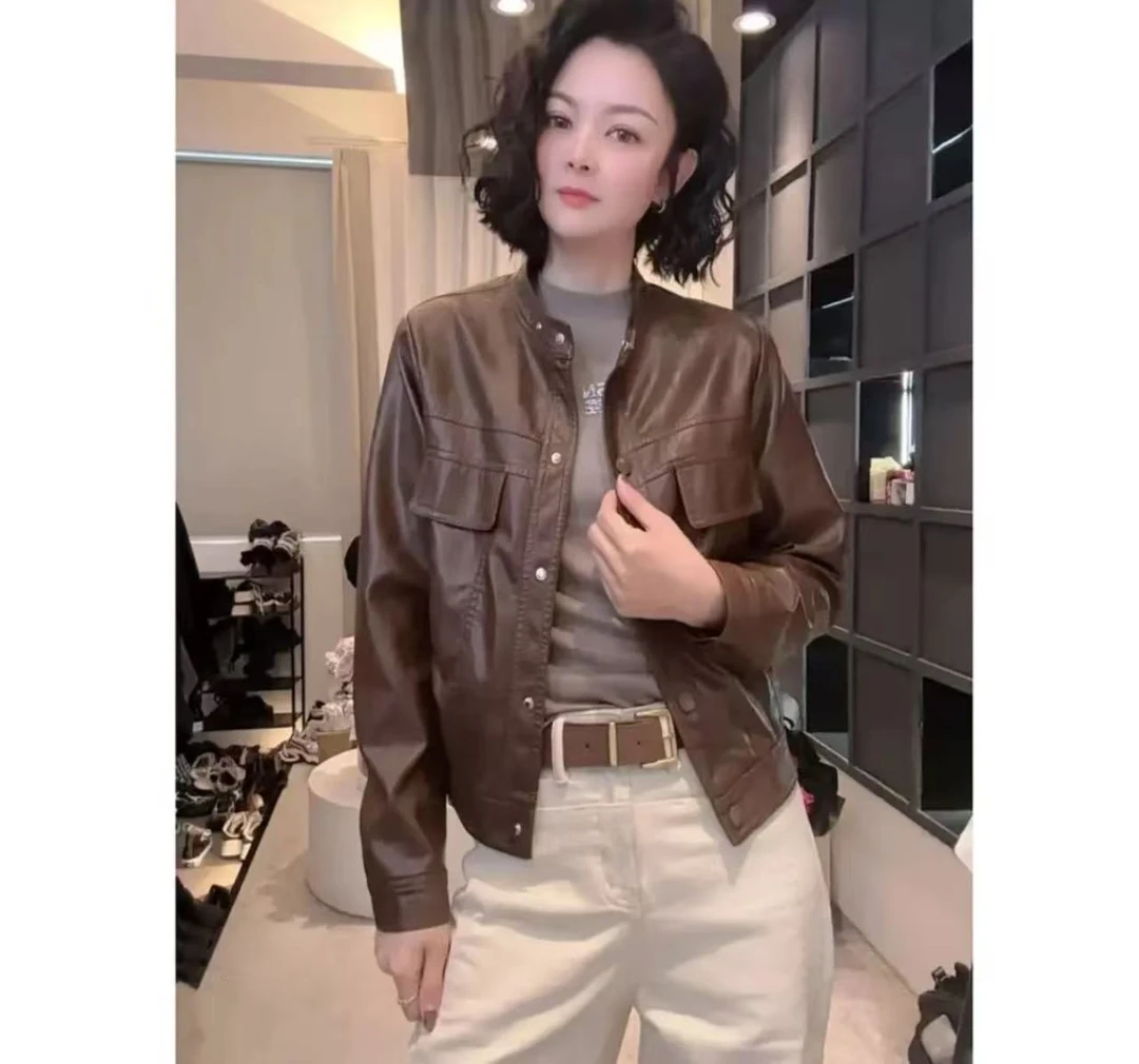 《优麦汇》Y5269早春款皮衣设计感百搭时尚外套休闲女款