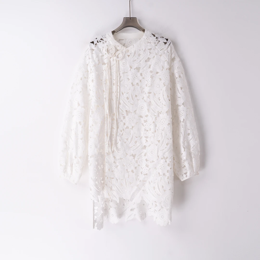 PS240999年会战袍气质重工客供刺绣蕾丝水溶面料镂空百搭新中式