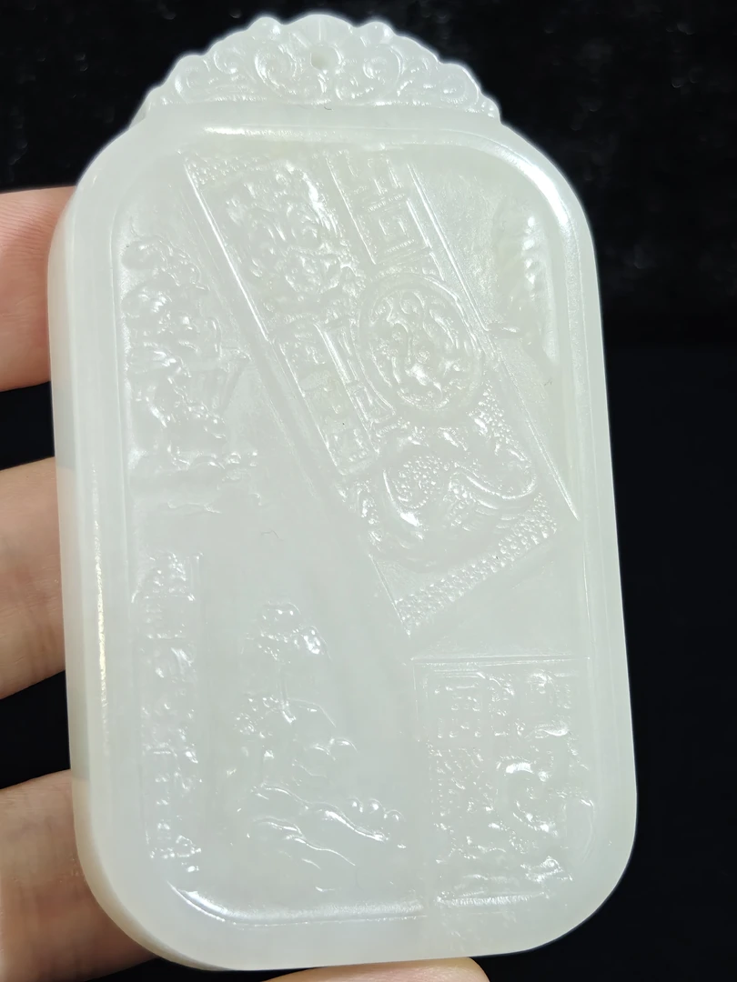 旧藏天然和田玉观音玉牌115克83*48*11mm