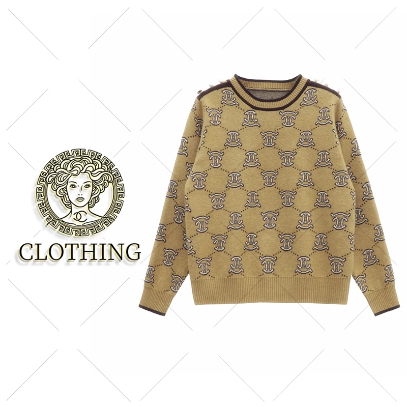 【CLOTHING/原创设计】肩膀纽扣双C针织宽松百搭羊毛衫11243