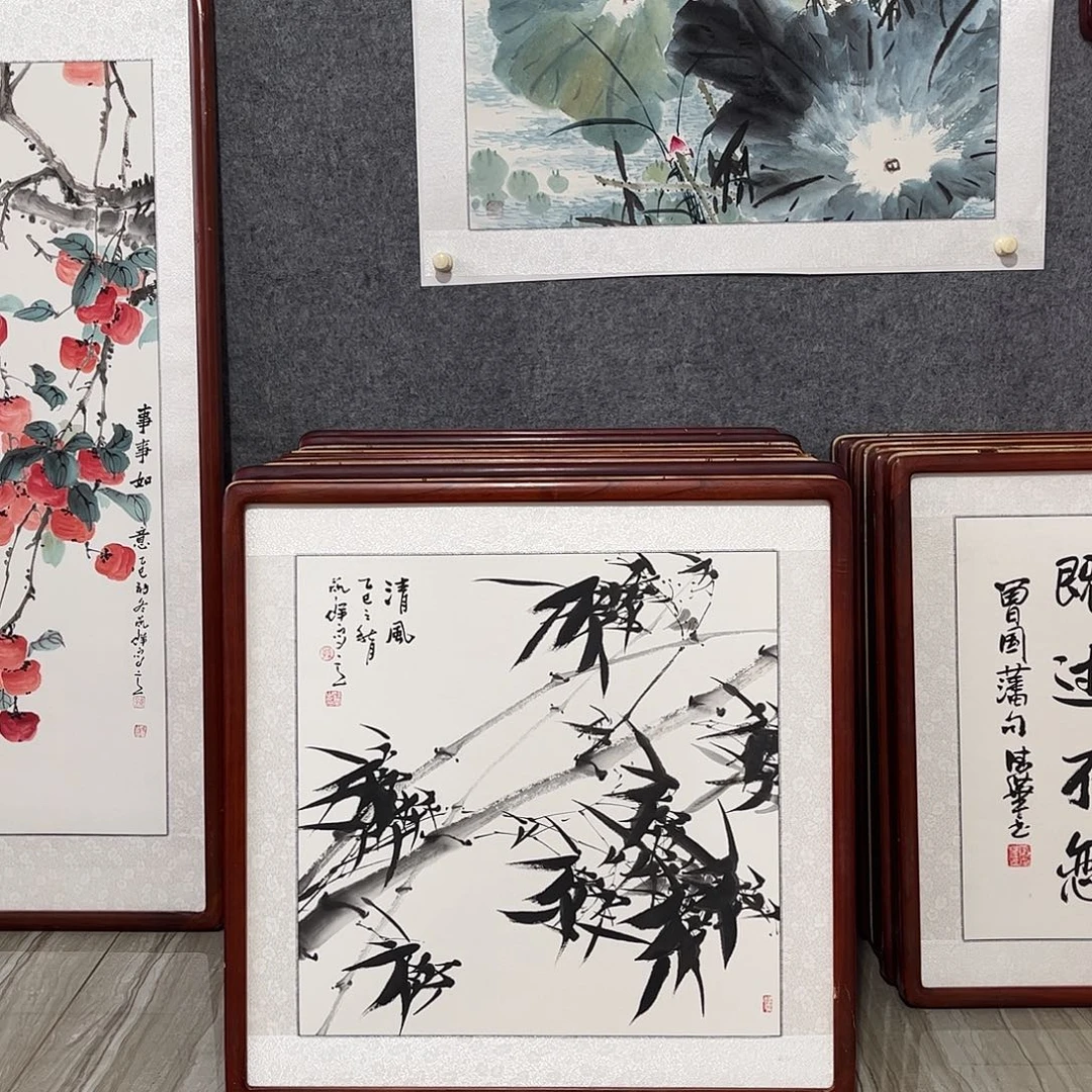 国画书画作品带框63×63