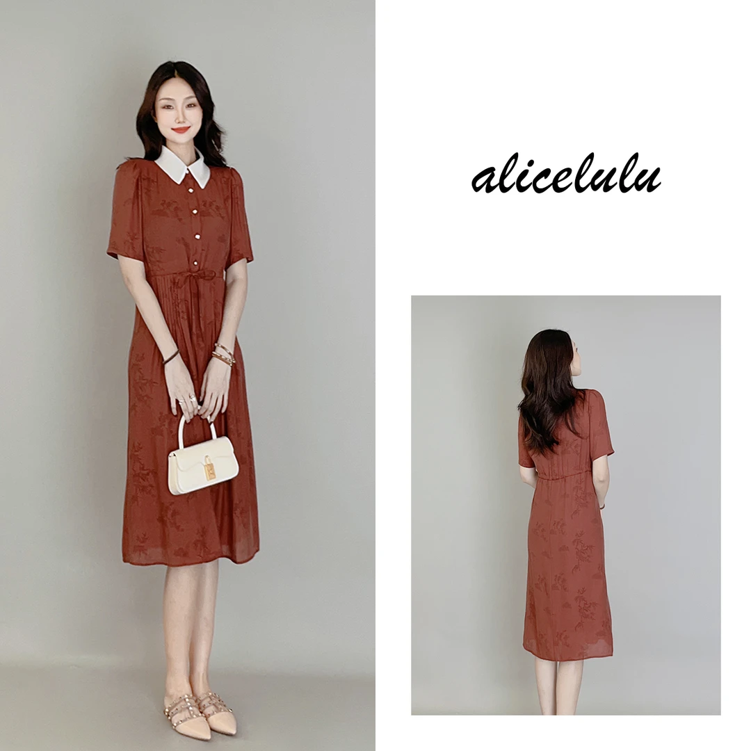 5 ALICE“竹林清风”连衣裙优雅提花时髦压褶S2138381W