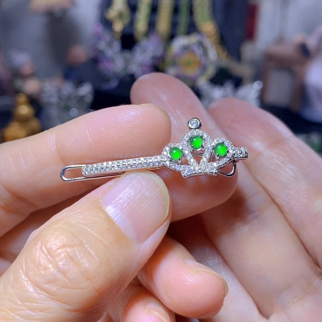 翡翠银S925镶嵌颈饰天然翡翠