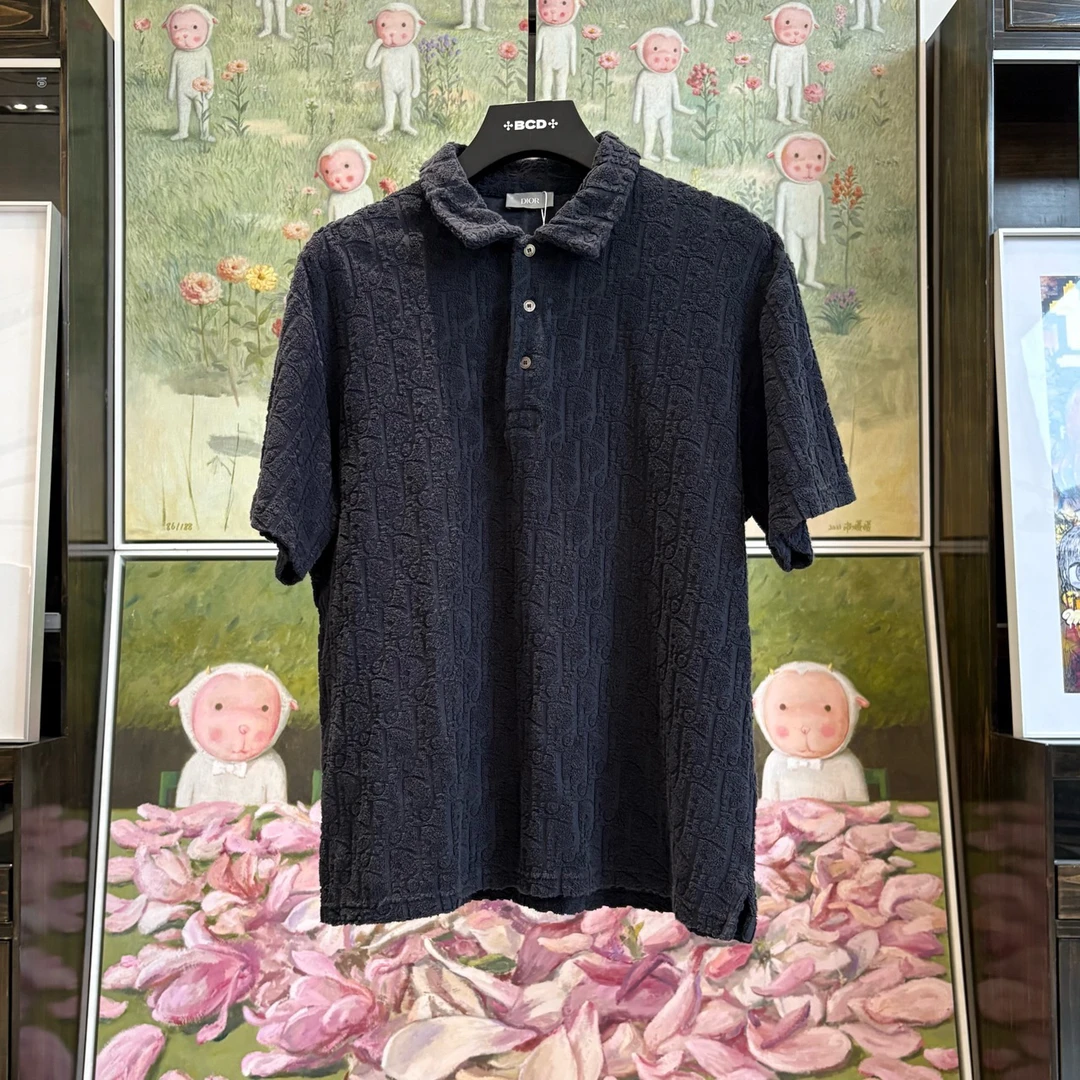 95新 DIOR/迪奥 【BW】毛巾老花短袖POLO衫 L码/95新/公价8700