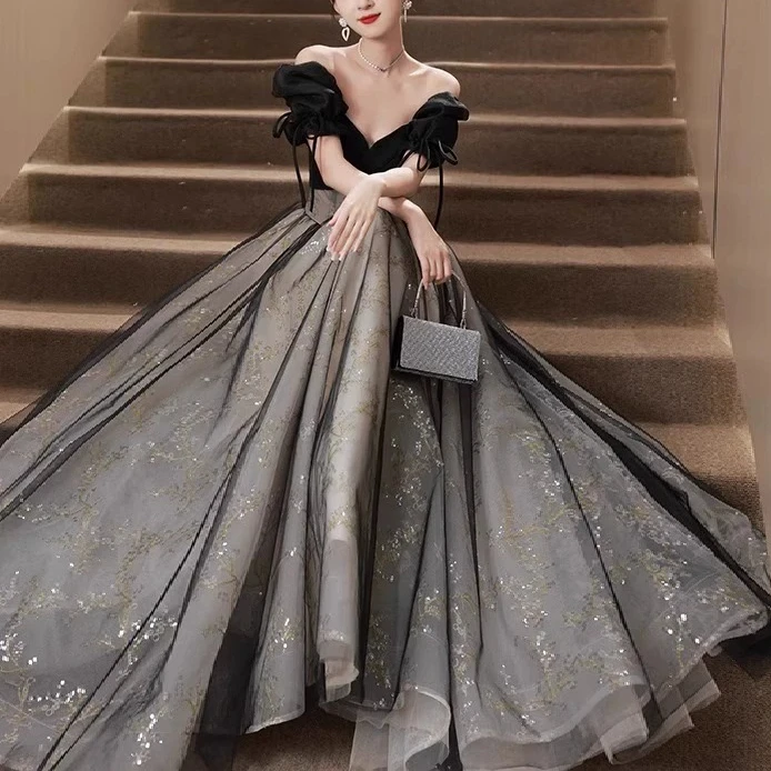 法式晚礼服黑色赫本风气质宴会高级感成人礼生日艺考声乐演出服女