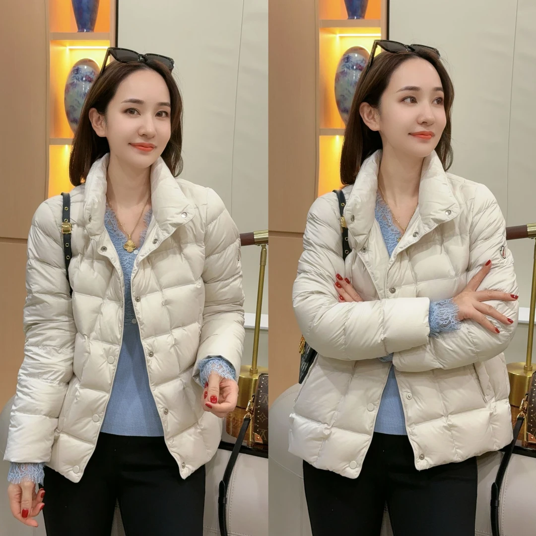 【粉鸭朵】90鸭绒时尚百搭立领羽绒外套XY241962