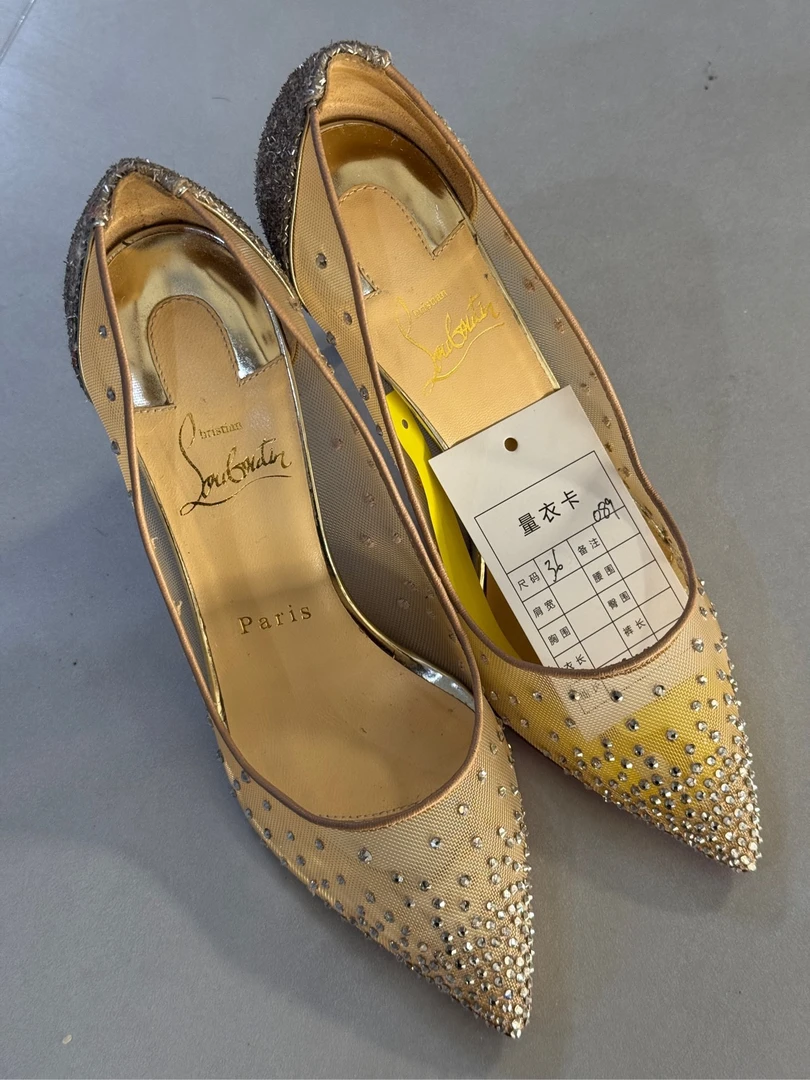 95新 Christian Louboutin/克里斯提·鲁布托 彩钻高跟鞋36码/6159