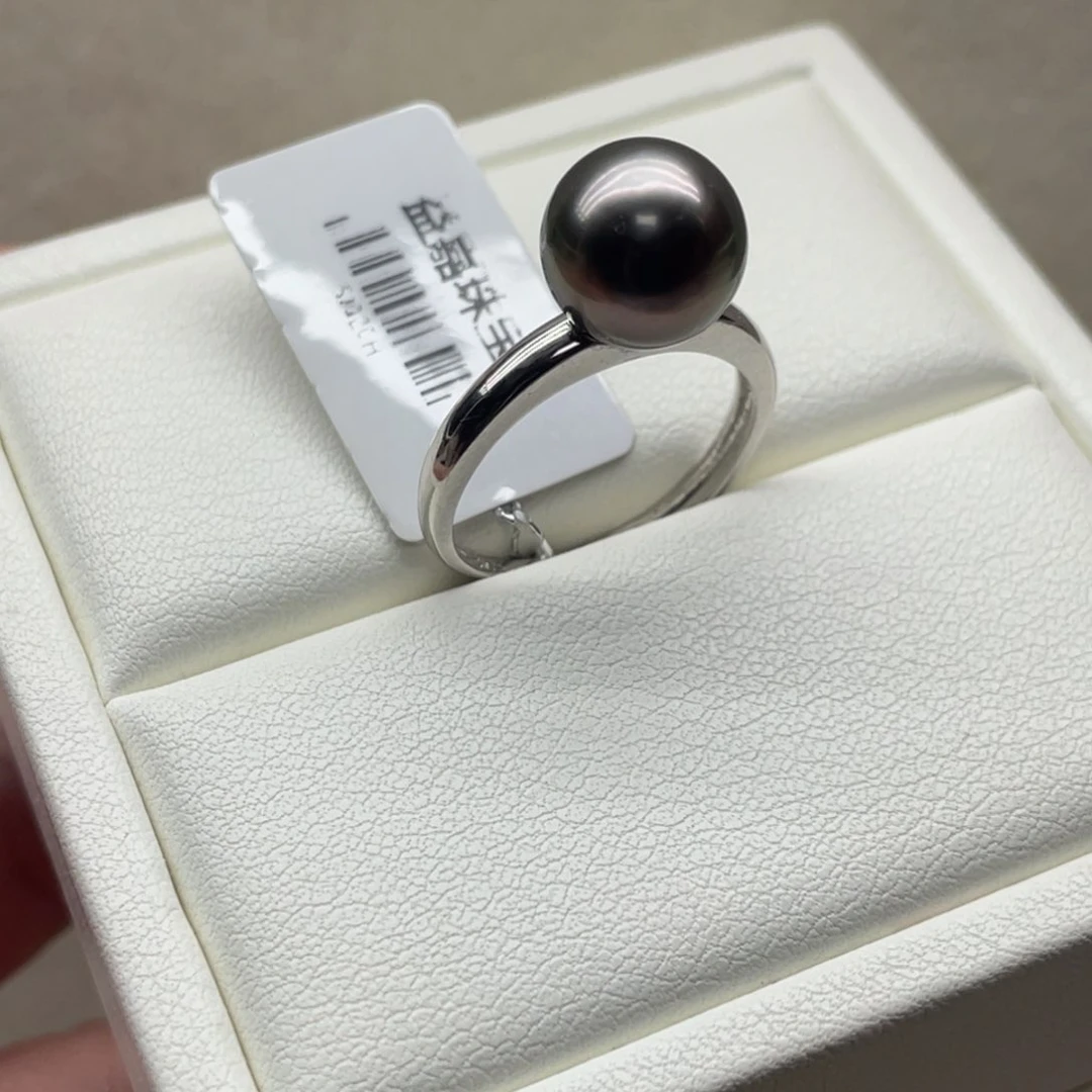 海水珍珠戒指银S925镶嵌9-10mm
