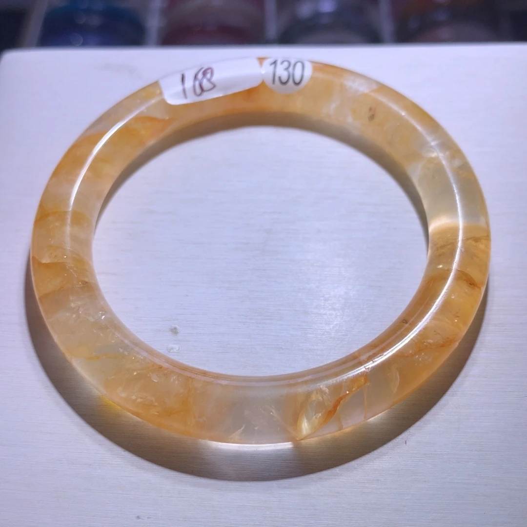 银S925镶嵌水晶手镯黄胶花60.6圈130