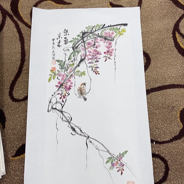 国画李****人花鸟四尺四开金德