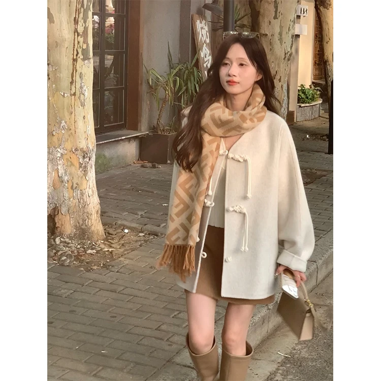 金蘑菇菇【又见如梦令】高定百支澳毛温柔中式双面呢外套