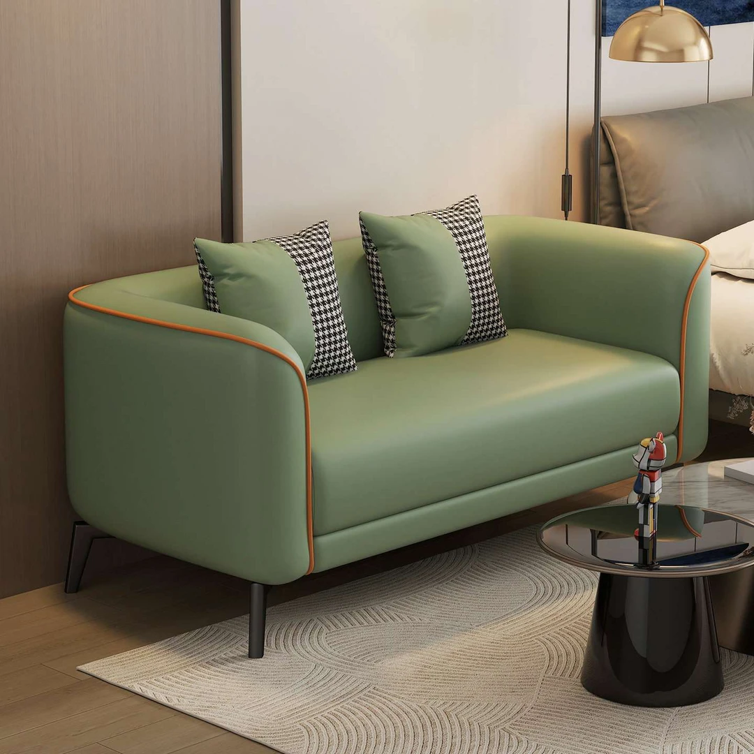 新疆包邮双人沙发小户型轻奢公寓猫抓皮艺沙发北欧风卧室小沙发服