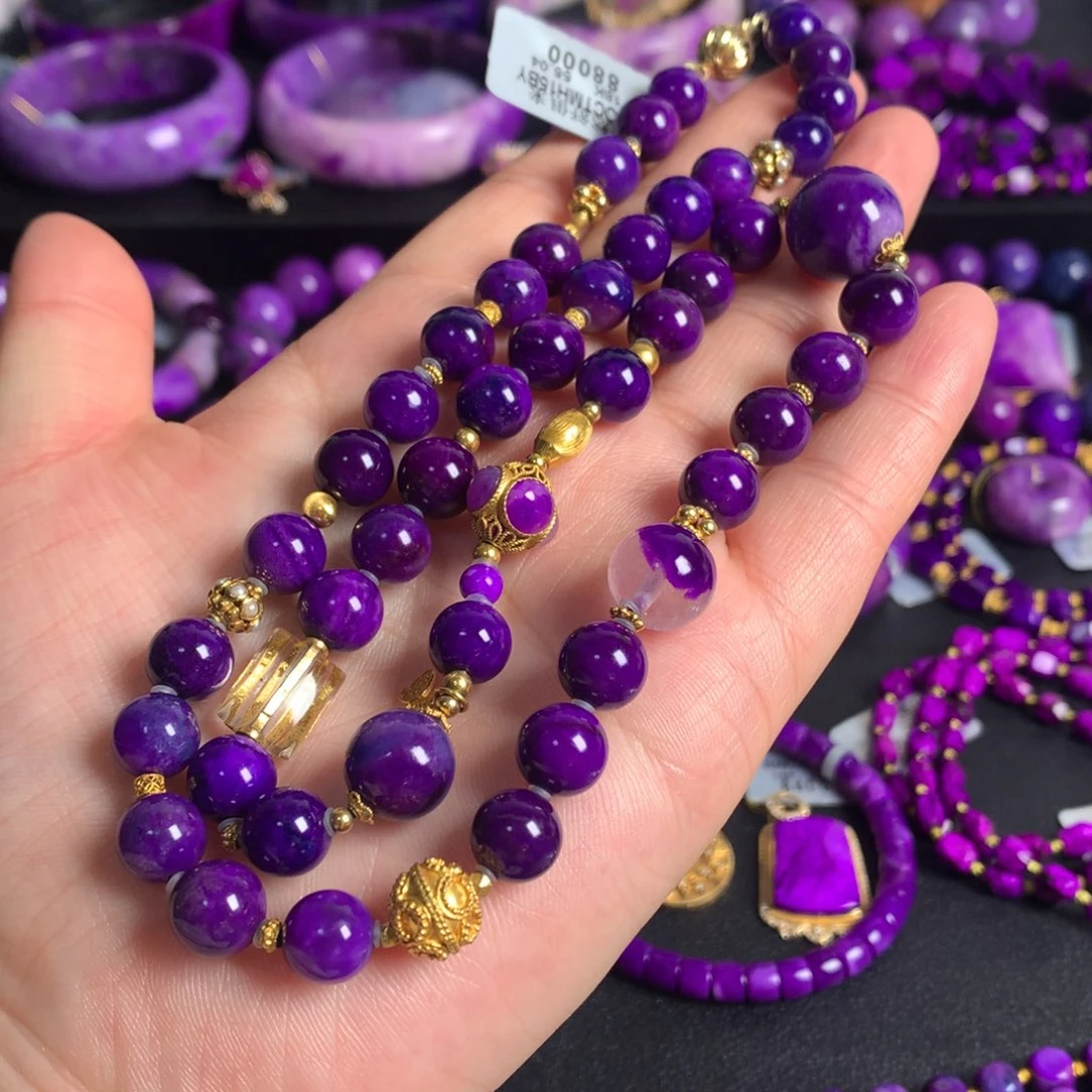 苏纪石（舒俱来）18K金镶嵌凝胶紫樱花项链