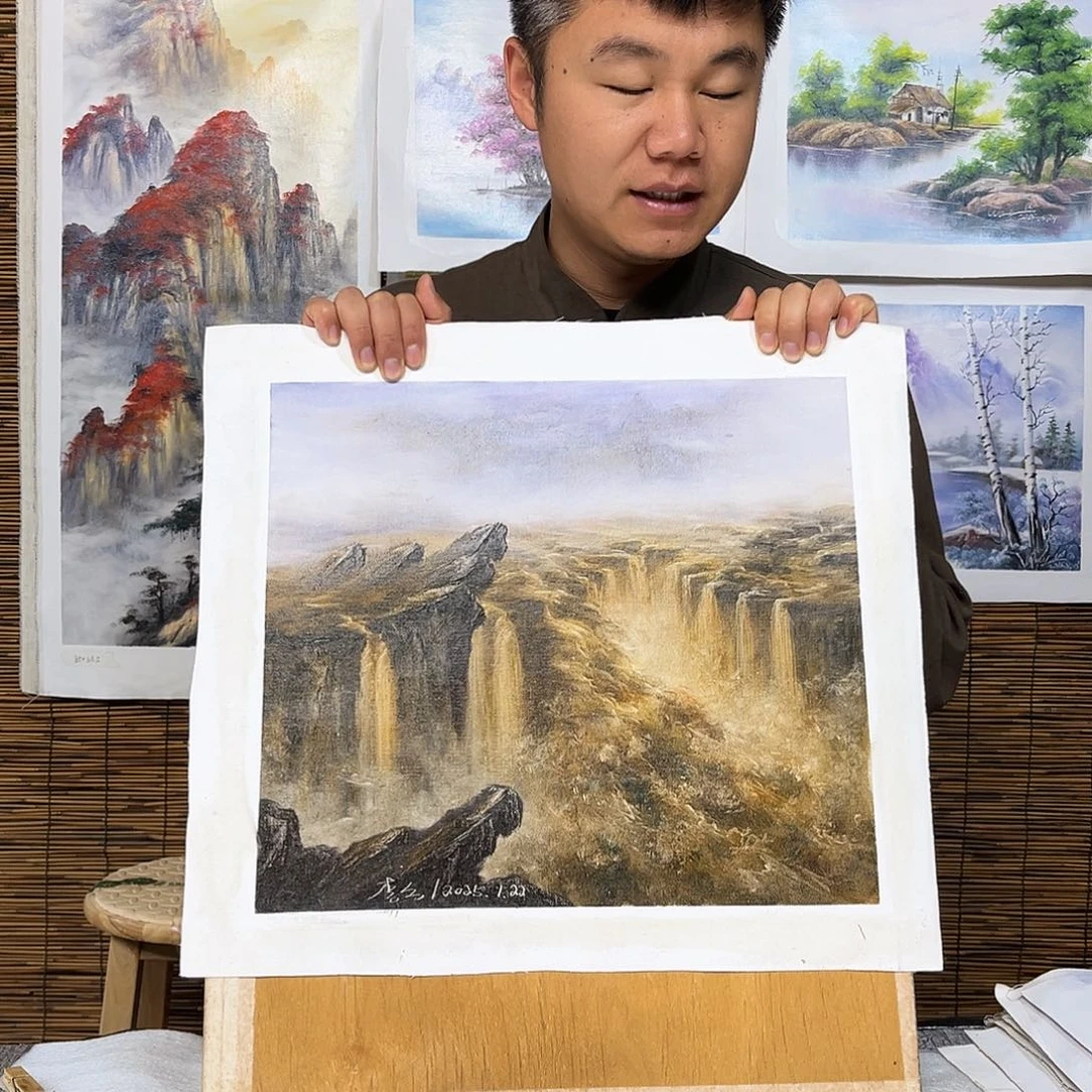 油画行路人小院绘画作品竞拍