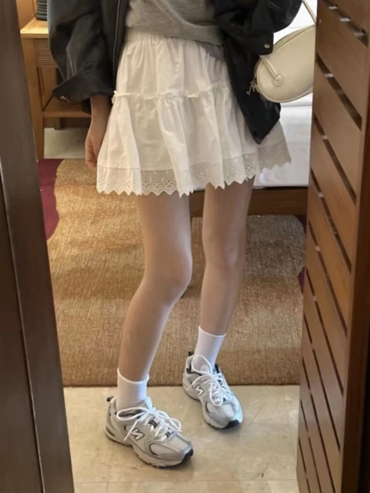 韩版短裙蕾丝日系法式性感风裙子半身裙高腰小个子