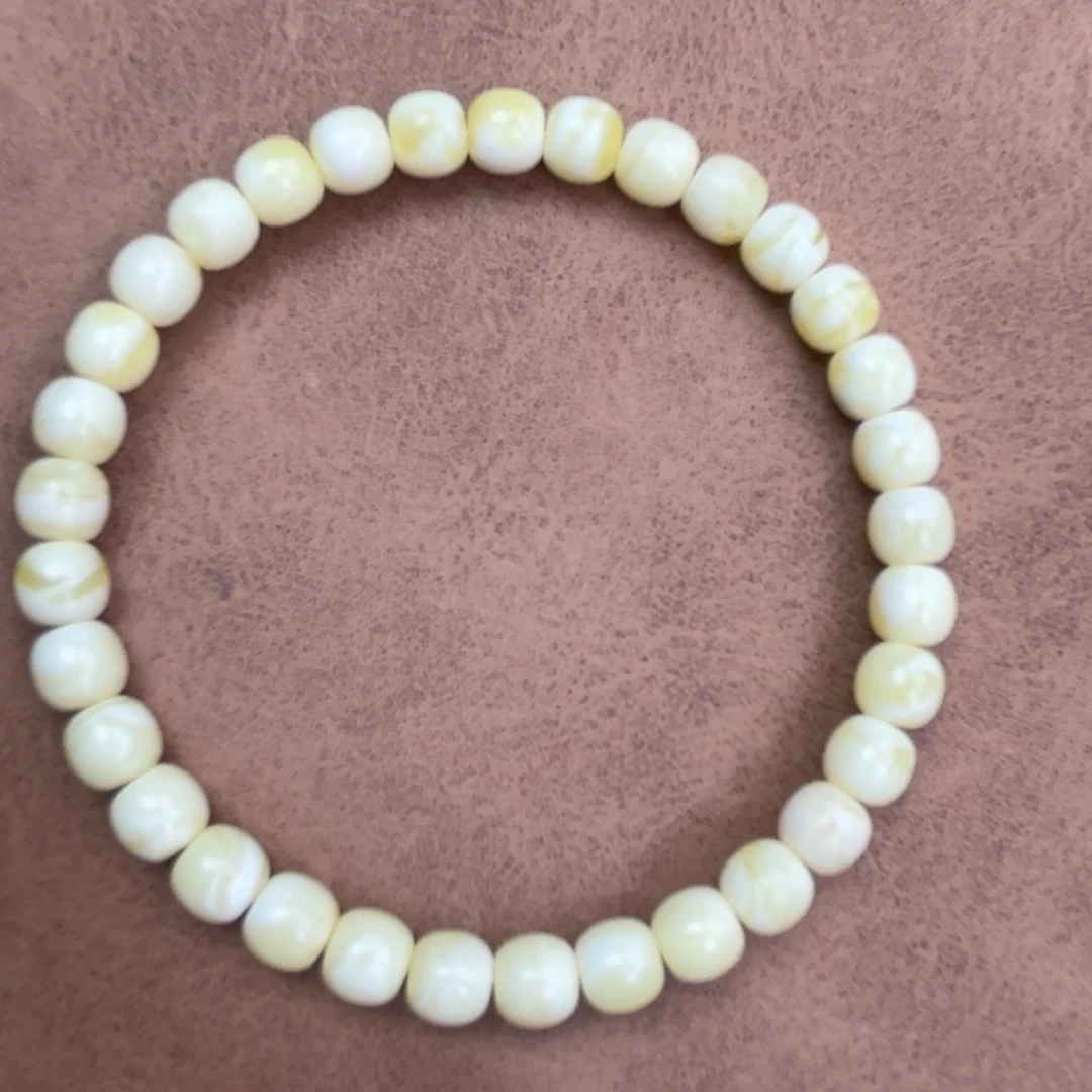 蜜蜡未镶嵌手串纯天然俄料瓷白花极限弧高桩6*5.5腕口16+
