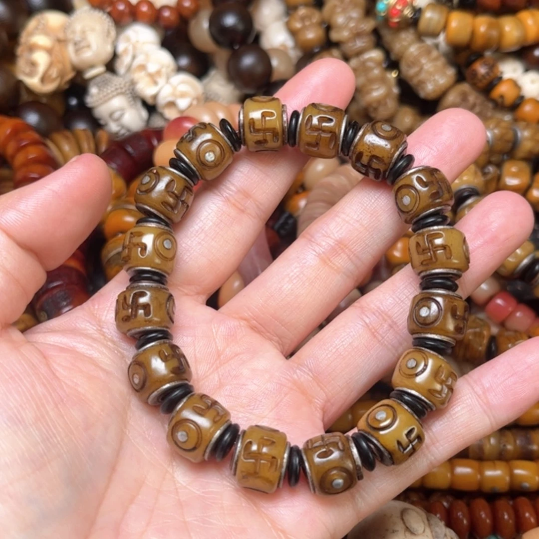 【闪购商品】牛骨手串/手链牛骨原色万字符12×16颗