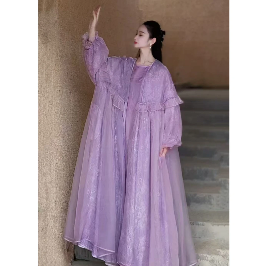 【醉清风】YAMO2025秋冬新款植物染三层时尚气质蕾丝桑蚕丝外套