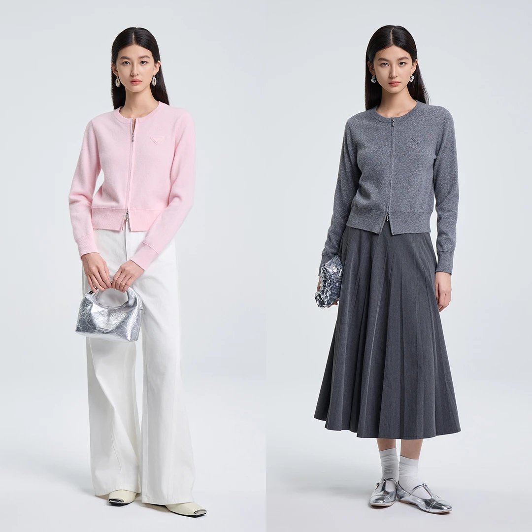 2026春ETC新款休闲时尚针织衫1B272圆领长袖宽松显瘦开衫提花