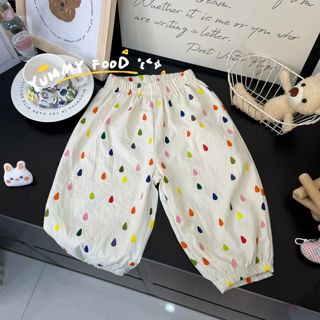 【七彩雨滴】韩版女夏季休闲裤灯笼裤套装宽松小童薄款防蚊裤