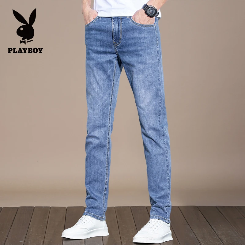 花花公子潮流百搭牛仔裤男士2025新款时尚修身小脚休闲长裤子男装