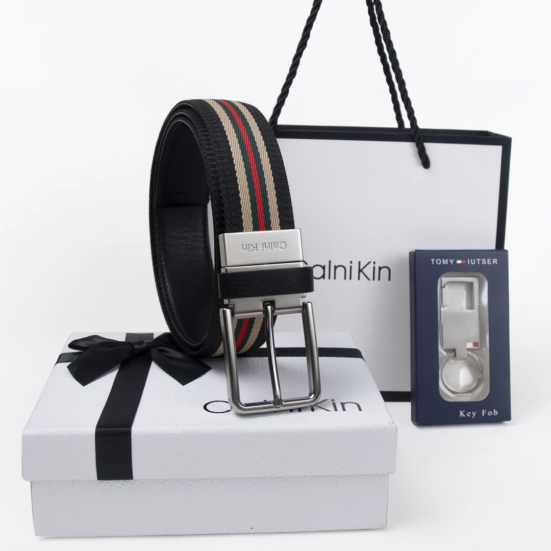 CALNIKIN汤米皮带男真皮帆布轻奢针扣双面休闲百搭年轻人潮裤腰带