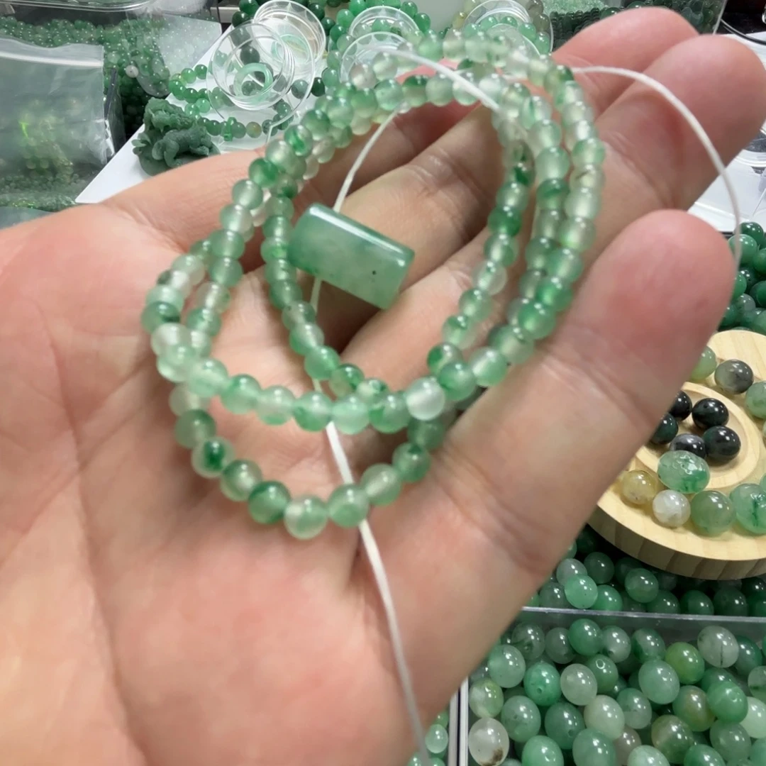 真***石英岩玉未镶嵌珠宝半成品珠串