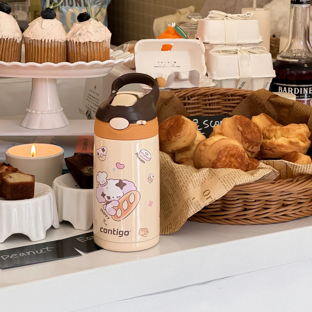 contigo儿童便携保温杯带锁扣挂钩保温杯带吸管（含糖果包）