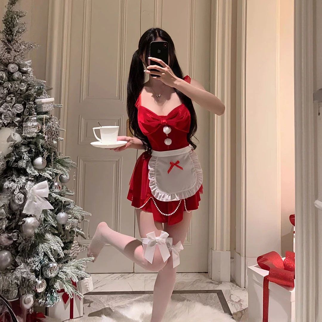 【梦魂不舍】圣诞甜心！氛围感修身蝴蝶结款式纯欲公主裙