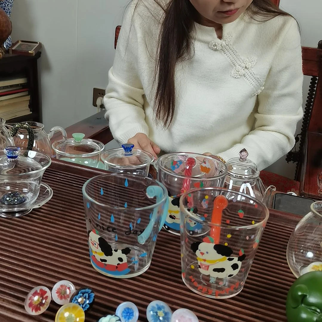 耐热玻璃无盖款快乐小狗3支装