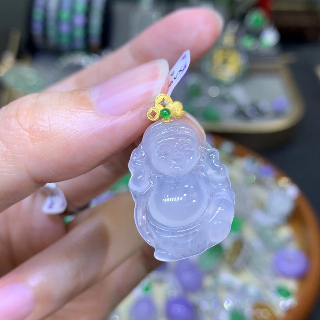 翡翠18K金镶嵌颈饰翡翠吊坠项链