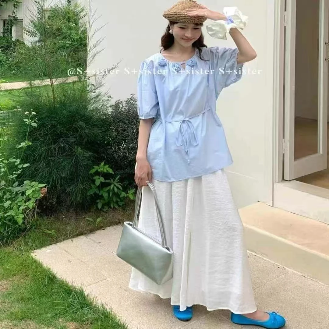 云朵家 - 夏季新款花朵领时尚款小衫上衣 宽松气质百搭款