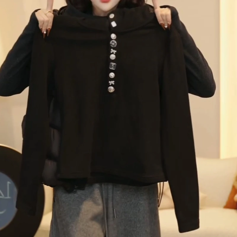 『金属扣』加绒设计感立体扣舒适保暖连帽卫衣打底衫LK2507752