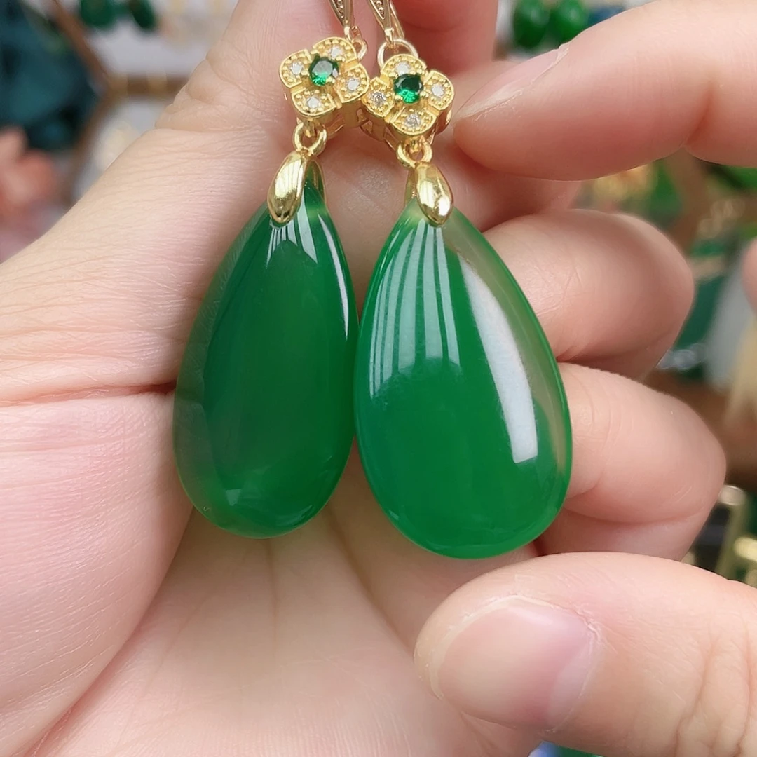 玛瑙/玉髓合金耳饰