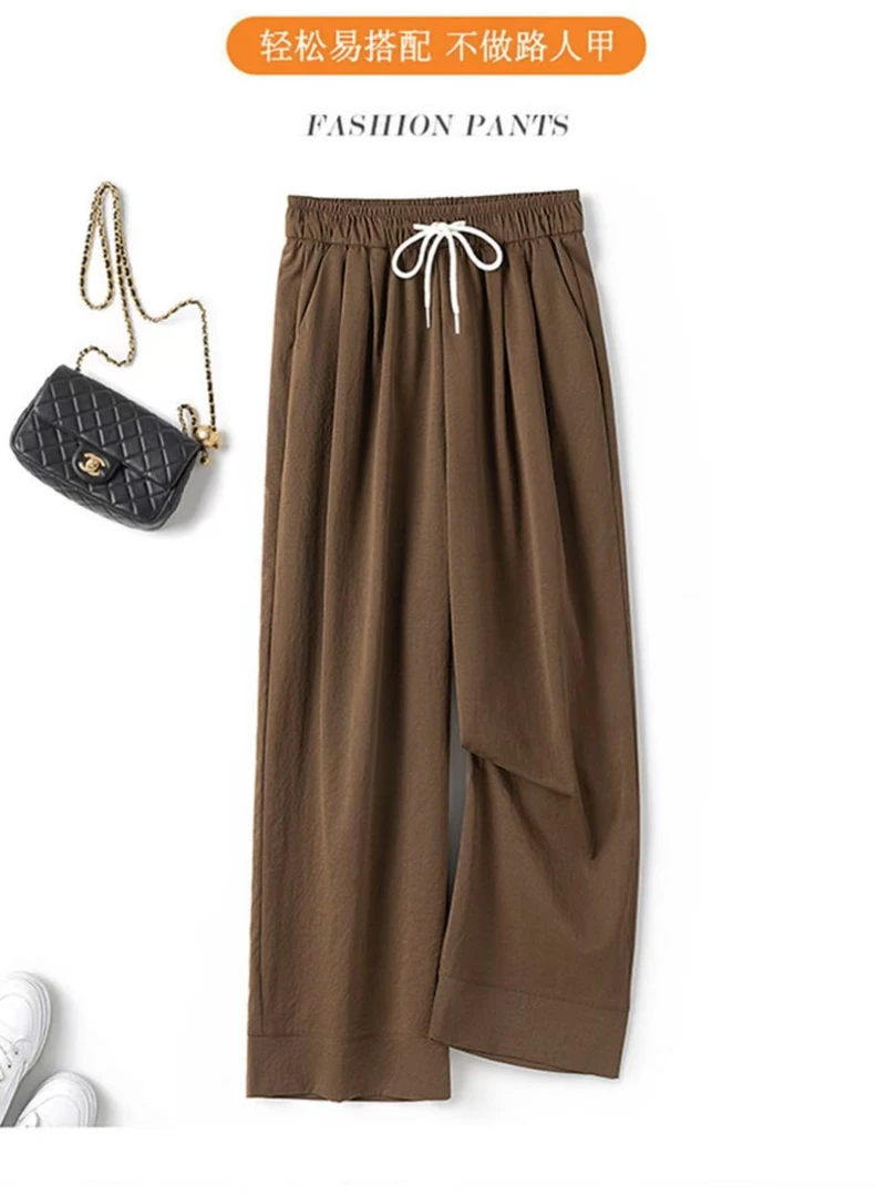 韩版宽松休闲系带宽边纸片九分裤