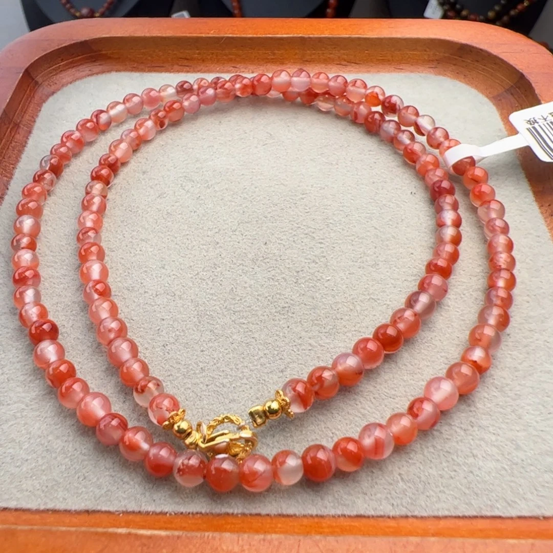 南红玛瑙银S925镶嵌（飘花项链4+）