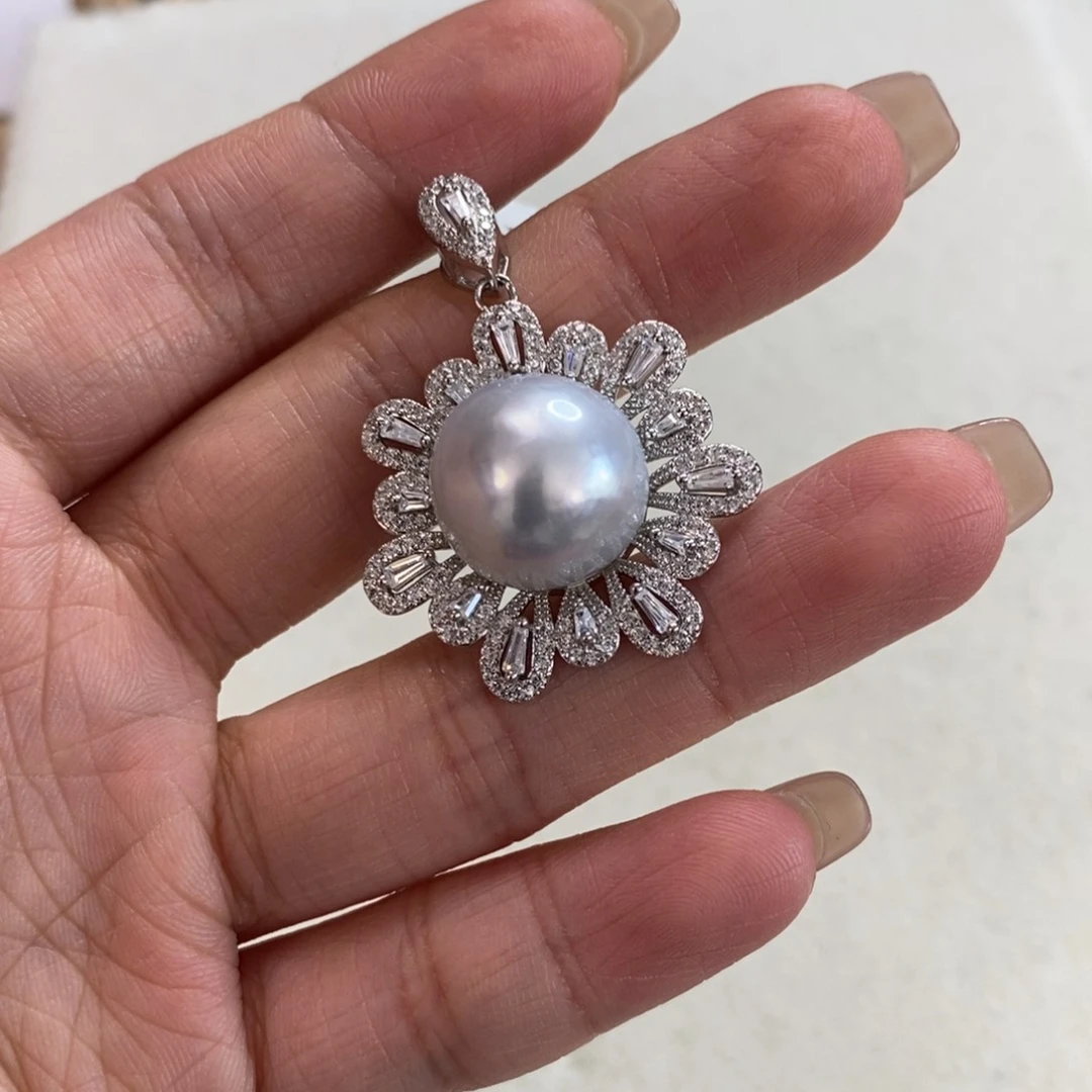 海水珍珠银S925镶嵌颈饰