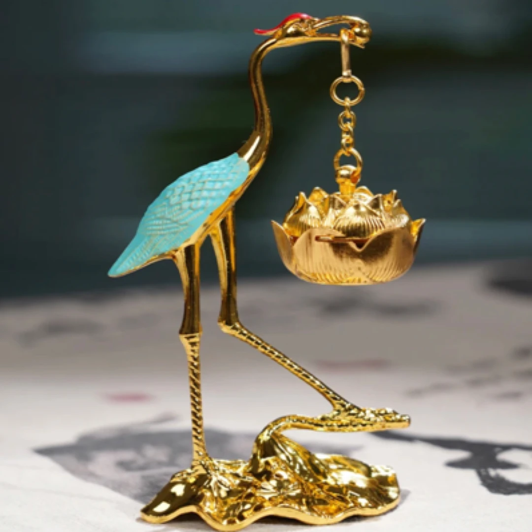 仙鹤莲花香炉 小众高级感桌面创意饰品摆件