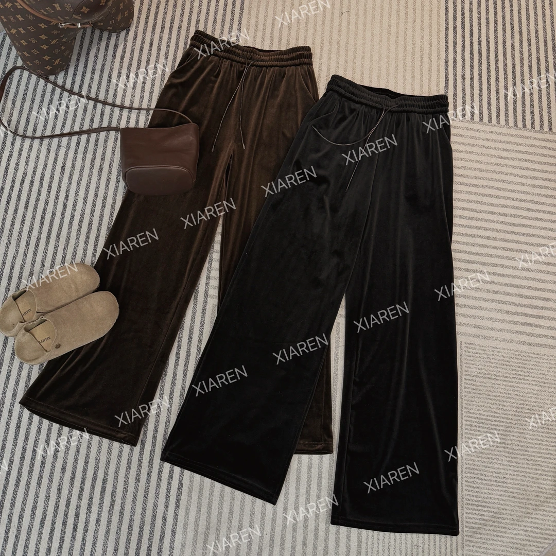 XIAREN【极简丝绒裤】秋季显瘦显高出游服装女休闲百搭女士新款裤子