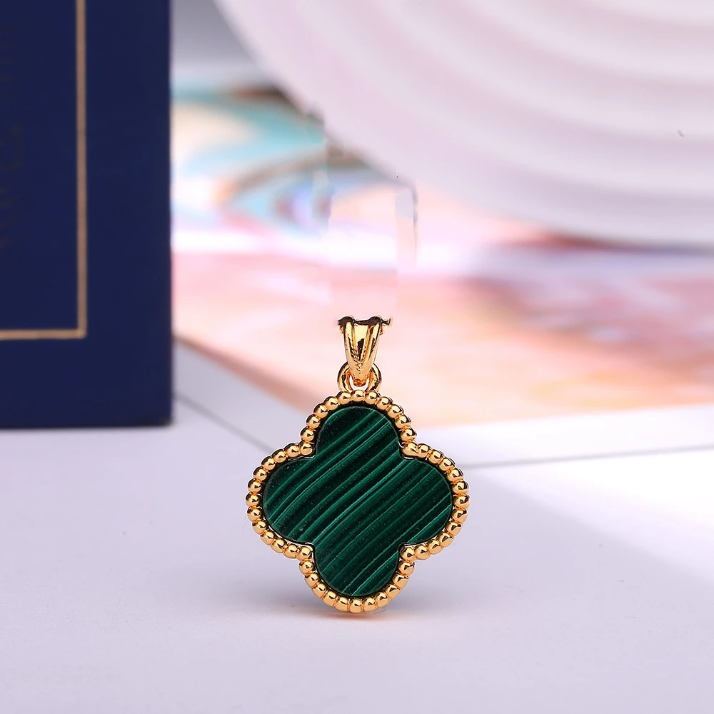 【小洁专属】通体18k金孔雀石四叶15mm吊坠（不含链）时尚气质经典