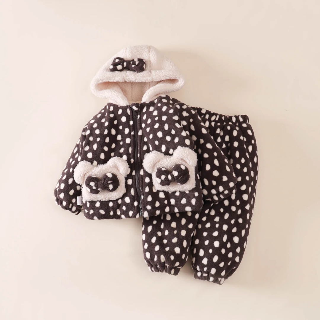 儿童省服新款三层夹棉加绒外穿连帽家居服套装加厚保暖洋气秋冬