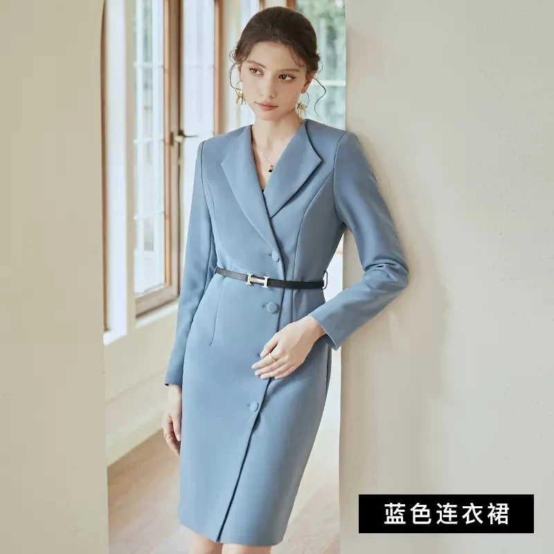 C0840主持人正装女高端职业装小香风西装连衣裙收腰显瘦工作服C