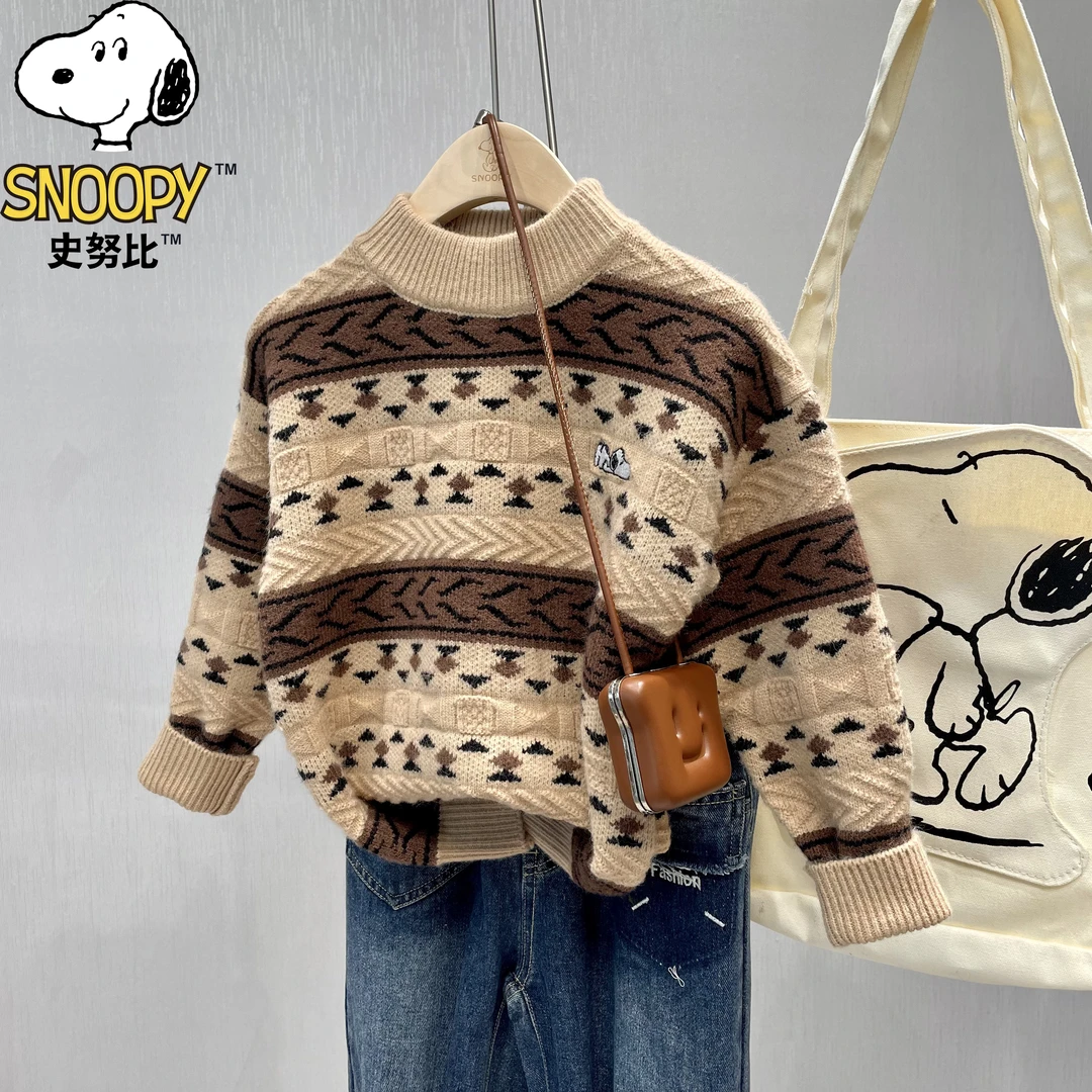 Snoopy/史努比男童加厚毛衣半高领套头儿童宝宝针织衫新款潮