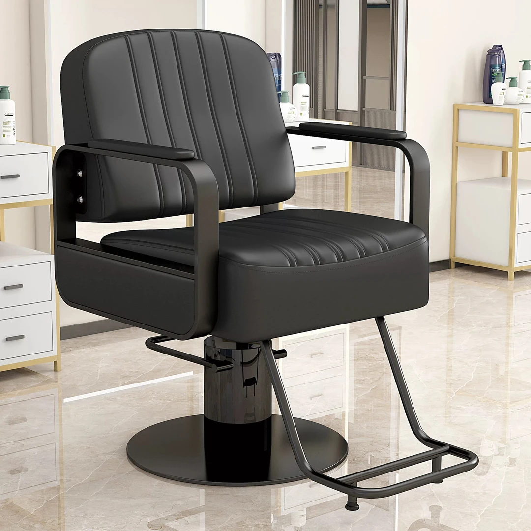 美发店椅子理发店专用可升降烫染剪发座椅现代简约潮流黑武士镂空