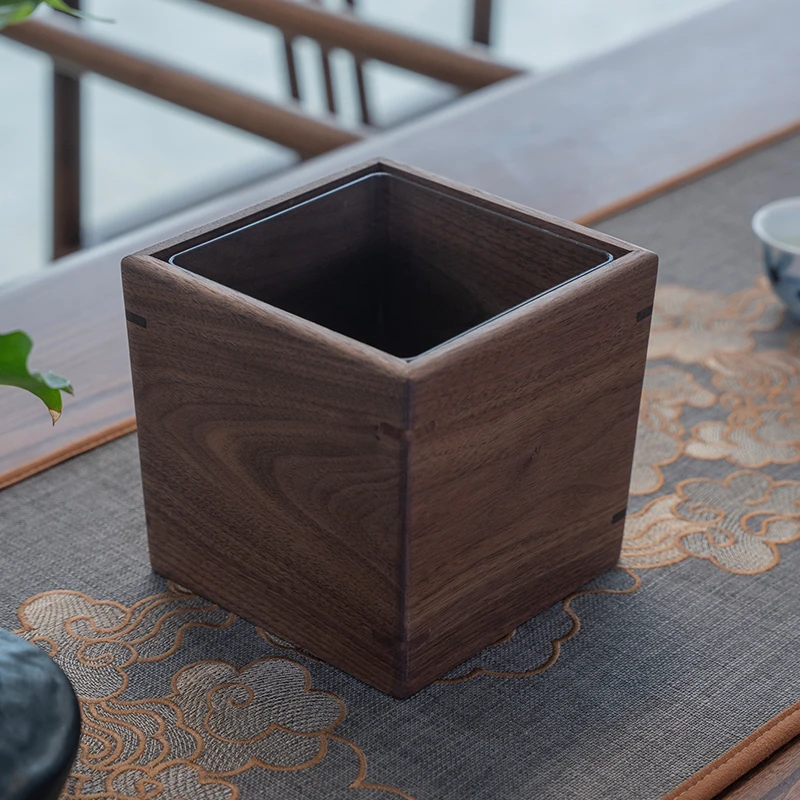 缘林木诗北美黑桌面垃圾桶办公室木质木制客厅家用