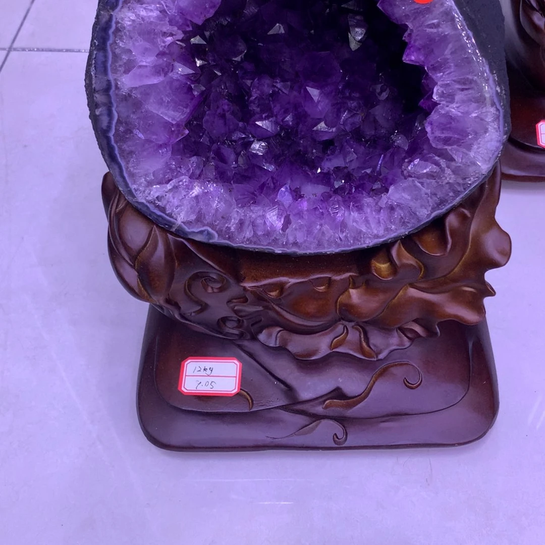 水晶摆件未镶嵌紫晶紫晶钱袋子