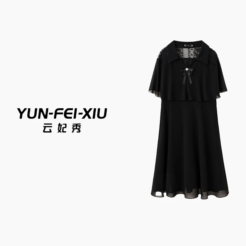 云妃秀大码女装连衣裙撞色时尚显瘦宽松遮肉减龄胖妹妹夏13012