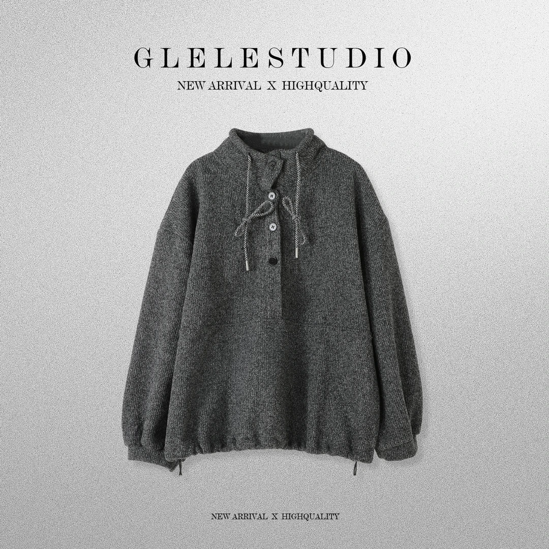 Glele私服「大版卫衣」细腻亲肤复古柔纱大版加绒卫衣女