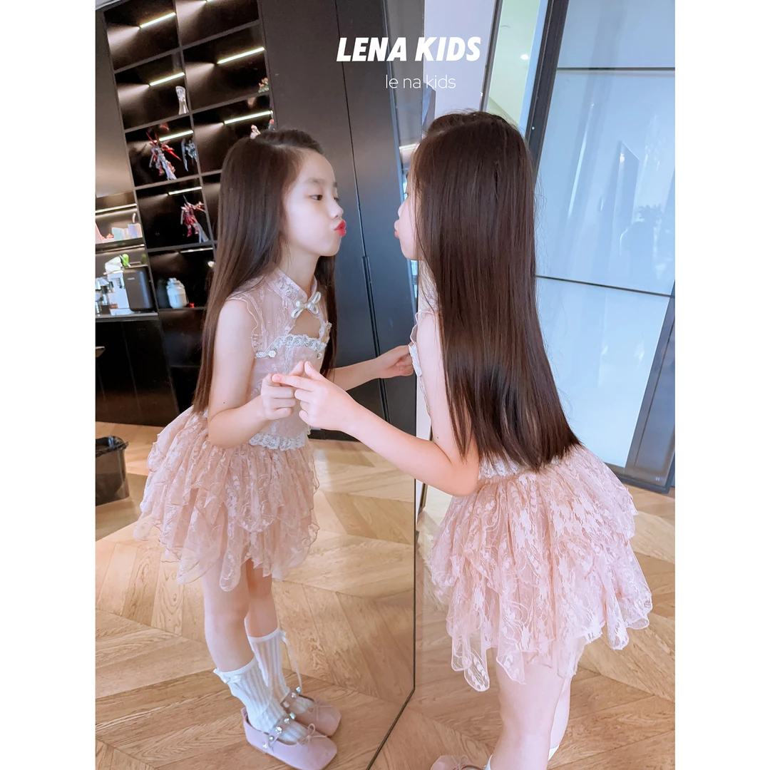 Lenakids【现货】时髦洋气甜美女宝蕾丝套装24062101